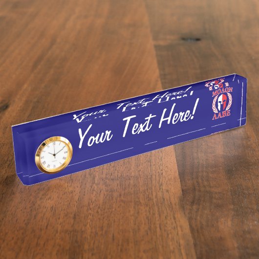 モロンラベスパルタンアーマーローレルネイビーブルー デスクネームプレート (側面)