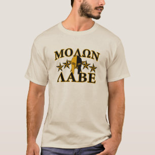 モロンラベスパルタン戦士ヘルメット5スターゴールデン Tシャツ