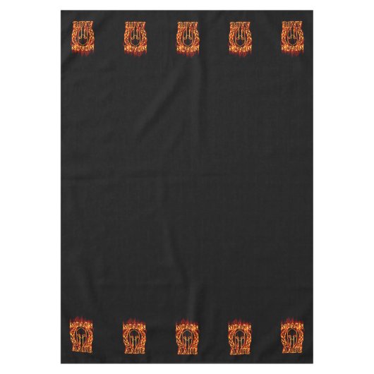 モロン・ラベ・スパルタンのブラックで火を放つ熱戦兵 テーブルクロス (正面)