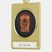 モロン·ラベ·スパルタン·ウォリアー·イン·炎 ゴールドプレートバナーオーナメント (左)