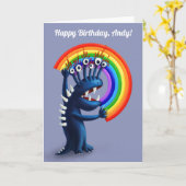 モンおもしろいスターレイカラフルンボー子供の誕生日 カード (黄色い花)