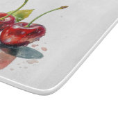 モンさくらんぼ、2つのさくらんぼ水色のカスタマイズ可能 カッティングボード (角)