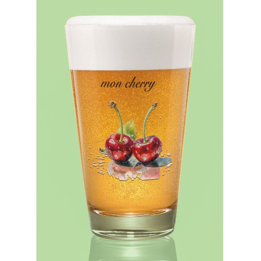 モンさくらんぼ、2つのさくらんぼ水色のカスタマイズ可能 タンブラーグラス