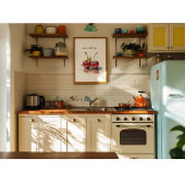 モンさくらんぼ、2つのさくらんぼ水色のカスタマイズ可能 ポスター