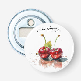 モンさくらんぼ、2つのさくらんぼ水色のカスタマイズ可能 栓抜き