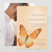 モンアーキ蝶の水彩画ウェディング招待状 招待状 (正面/裏面)