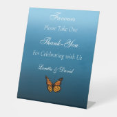 モンアーク蝶の青いオンブルウェディングギフト 台座サイン (正面)