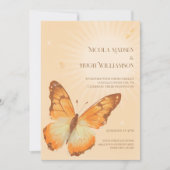 モンアール蝶の水彩画ウェディング招待状 招待状 (正面)
