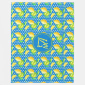 モンガンメドレモンツリーアズールブルーニューリワッド フリースブランケット (正面)