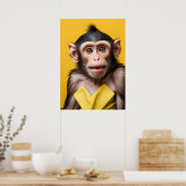 モンキーおもしろいポートレート ポスター (キッチン)