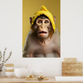 モンキーおもしろいポートレート ポスター (キッチン)