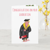 モンキーおもしろい卒業祝いカード カード (黄色い花)