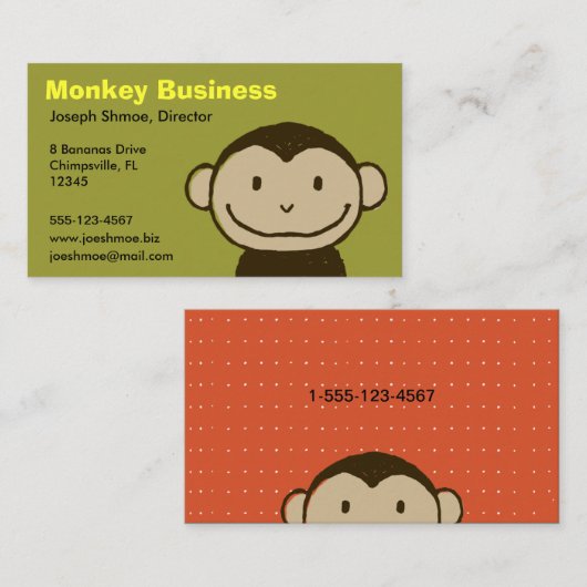 モンキーおもしろい顔 |かわいい漫画 名刺 (正面/裏面)