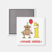 モンキーおもしろい1歳の誕生日 マグネット (正面/裏面)