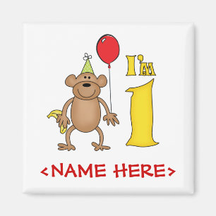 モンキーおもしろい1歳の誕生日 マグネット