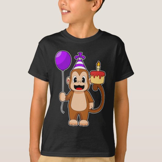 モンキーお誕生日ケーキバルーン Tシャツ (正面)