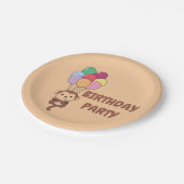 モンキーがバルーンカーカラフルド紙で飛び上がる ペーパープレート (アングル)