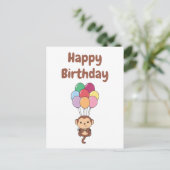 モンキーがバルーンカードカラフルで飛び上がる ポストカード (スタンド正面)