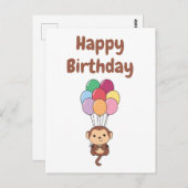 モンキーがバルーンカードカラフルで飛び上がる ポストカード (正面/裏面)