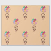 モンキーがバルーンカードカラフルで飛び上がる ラッピングペーパー (フラット)