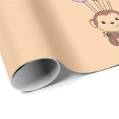 モンキーがバルーンカードカラフルで飛び上がる ラッピングペーパー (ロールコーナー)