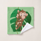 モンキーつる植物デザインタオルセット バスタオルセット (ウォッシュタオル)