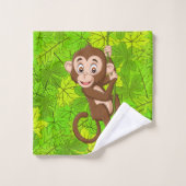 モンキーつる植物デザインタオルセット バスタオルセット (ウォッシュタオル)