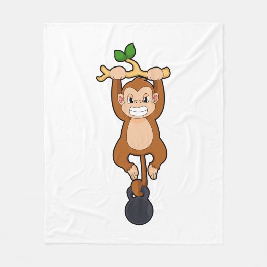 モンキーとダンベルの強さのトレーニング フリースブランケット (正面)