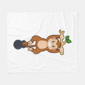 モンキーとダンベルの強さのトレーニング フリースブランケット (正面(横))