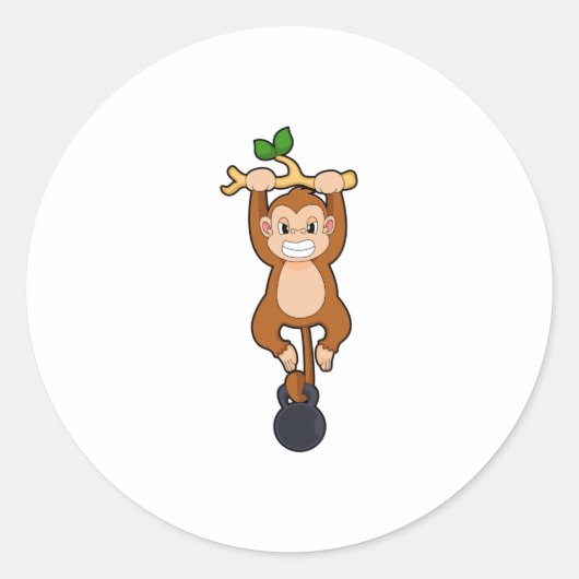 モンキーとダンベルの強さのトレーニング ラウンドシール (正面)