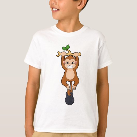 モンキーとダンベルの強さのトレーニング Tシャツ (正面)
