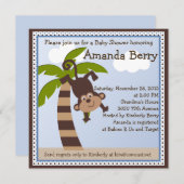 モンキーのまわりに/モンキーベビーシャワー招待状 招待状 (正面/裏面)