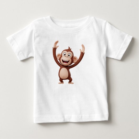 モンキーのキャラクターがお祝い ベビーTシャツ (正面)