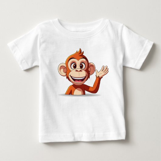 モンキーの挨拶ベクターイラスト ベビーTシャツ (正面)