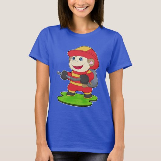 モンキーの消防士 消防署 Tシャツ (正面)