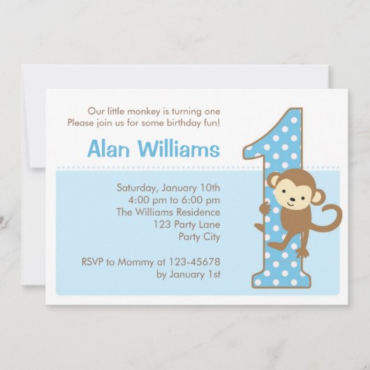 モンキーの第1回誕生日招待状 招待状 (正面)