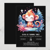 モンキーよくはしゃぐ誕生日 招待状 (正面/裏面)