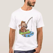モンキーよくはしゃぐ魚釣りTシャ男性へツ&ウィメンズ | H Tシャツ (正面)