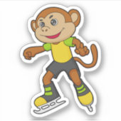 モンキーアットアイススケートで滑るとアイススケート シール (正面)
