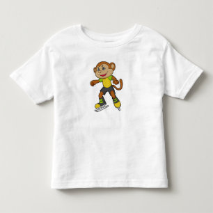 モンキーアットアイススケートで滑るとアイススケート トドラーTシャツ