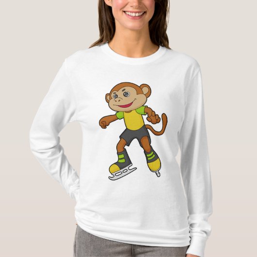 モンキーアットアイススケートで滑るとアイススケート Tシャツ (正面)