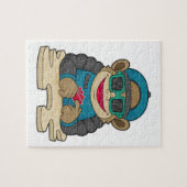 モンキーアットトランプのポーカーとトランプのポーカーカード&サングラス ジグソーパズル (横)