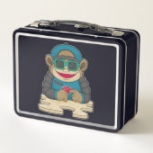 モンキーアットトランプのポーカーとトランプのポーカーカード&サングラス メタルランチボックス (裏面)