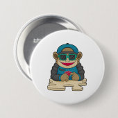 モンキーアットトランプのポーカーとトランプのポーカーカード&サングラス 缶バッジ (正面&裏面)