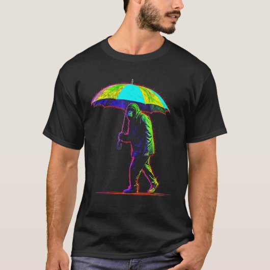 モンキーアンブレラカラフルクリエイティブ動物園僧侶 Tシャツ (正面)