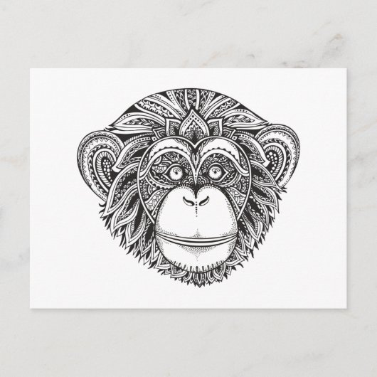 モンキーイラストレーション・ドードル ポストカード (正面)