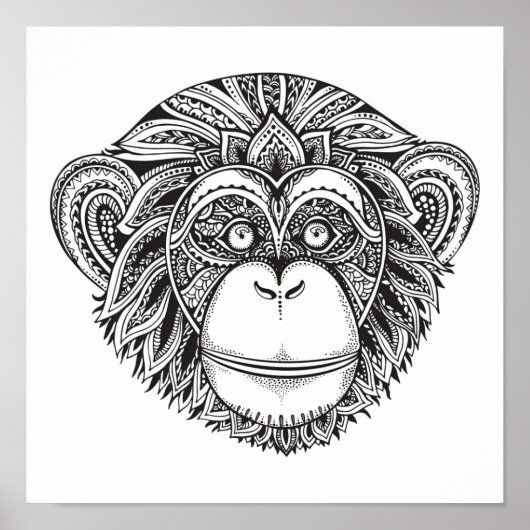 モンキーイラストレーションDoodle 2 ポスター (正面)