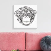 モンキーイラストレーションDoodle 6 キャンバスプリント (インサイチュ (リビング))