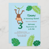 モンキーインザジャングルサード誕生日招待状 招待状 (正面/裏面)