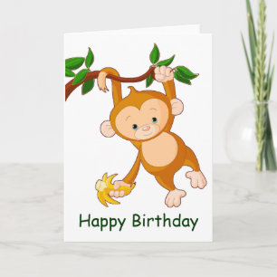 モンキーインツリーウィズバナナ誕生日 カード